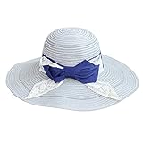 Hatrita-J 帽子女夏潮百搭海辺紫外線大ひさし太陽帽ストライプ砂浜日除け帽に麦わら帽
