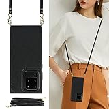 Galaxy S20 FE 5G スマホ ケース 肩掛け 首かけ 斜めがけ ショルダー ケース 縄掛け Galaxy S20 FE スマホ 手帳型 ケース Galaxy Note10 Plus ケース 手帳型 Galaxy S20 FE case【RFID機能】財布 ケース 上質PUレザー【マグネットダブルデザイン】Galaxy S20 FE 5G ケース 手帳型 ショルダー クロスボディき耐衝撃性 財布合一 付きの専属ストラップ同梱なので 強磁性 ファスナースタイル Galaxy S20 FE 財布型 カバー おしゃれ 耐汚れ カード収納 磁気閉鎖 内蔵マグネット 衝撃吸収 取り外し可能 ICカードホルダー レンズ保護 - ブラック