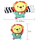 geefiaベビー幼児用動物Rattles、ライオン&パンダパターン手手首ラトルと足FinderソックスセットDevelopmentalトイSoft Toys for Infants 4pcs