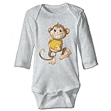 幸せな猿とバナナ 赤ちゃん 長袖 カバーオール 女の子 男の子 綿100%