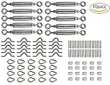 muzata 10パックHeavy Dutyステンレススチールケーブル手すり用のキットの木製支柱、DIY BalustradeキットwithアゴSwageフォークターンバックル MZZ039