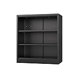 GangMei スチール書庫 スチールキャビネット 書類棚 4段オープン書庫 要組立 ブラック