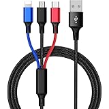 3in1 充電ケーブル USB ケーブル 3A 急速充電 充電コード USB Type C ケーブル Micro USB ケーブルiPhone 充電ケーブル iPhone Android タイプC Xiaomi Samsung Galaxy Kind