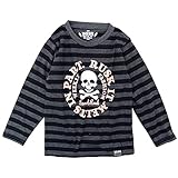 RUSK(ラスク) 天竺シャドー杢ボーダースカル長袖Tシャツ 130cm /杢ブラック NO.P-3441-04