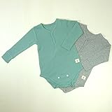 プチシュクレ(petitsucre) 長袖ボディ 2枚組 (グリーン/杢グレー) 80～90cm
