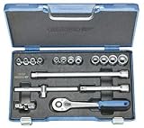 GEDORE 6239380 3/8" Socket Set, 6-19mm (17 Pieces) [並行輸入品]