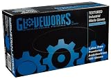AMMEX - IN48100-BX- Nitrile Gloves - Gloveworks - Disposable Powdered Industrial 5 mil X-large Blue 