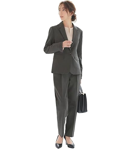 レディース　ノンカラー　ビジネススーツ　セットアップ　パンツ　グレー　15号 レディース ノンカラー ビジネススーツ セットアップ パンツ グレー 15