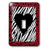 3drose LLC lsp _ 54193 _ 1 Zebra Print with Red BorderブラックハートNレッドA、単一切り替えスイッチ