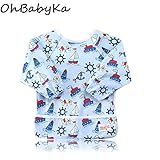 ソフトスタイ お食事エプロン 防水 乳幼児 ベビー 子供 長袖タイプ 粘土遊び お絵かき スタイ よだれかけ ビブ よだれカバー スモック (ZY18)