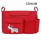 LINSAM 2way ベビーカー ドリンク ホルダー ネット バッグ 多機能小物入れ ベビーカーバッグ 収納 ベビーカー 保冷バッグ ベビーカー用バッグ 保温防滴 マザーズバッグ ストローラー ベビ