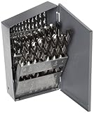 Chicago Latrobe 150L Left-Hand (Reverse) Flute High-Speed Steel Jobber Length Drill Bit Set, Uncoate