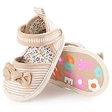PUERI ベビーシューズ　柔らかい靴底　サンダル　ストライプ　花柄　蝶結び　女の子　出産祝い　プレゼント　夏（0-18ヶ月） (S, カーキ)
