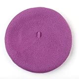 キッズ ベレー帽 100%ウール 選べる40色 (パープル（Pink）)