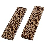 uxcell 安全シートベルトカバー　プラッシュ製ブラックブラウン　フックループファスナー　ショルダーパッド　１ペア入り