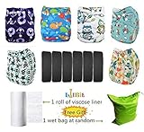 Lilbit Baby 6 PCS Pack Printed Washable One Size Cloth Diaper Nappy + 6 PCS Bamboo Charcoal Inserts 