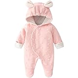 REEGOO PETER ベビー服 長袖 ロンパース 前開き 新生児 足つき フード付き 厚手 秋冬 綿 カバーオール 赤ちゃん 女の子