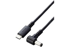 エレコム 充電ケーブル 東芝/富士通/NEC 用 パソコン タイプc ＆ 丸型プラグ (外径5.5mm/内径2.5mm) 60W PD対応 2m 【サビに強く信号劣化を抑える金メッキピンコネクターを採用】 ブラック DC-PDF20BK