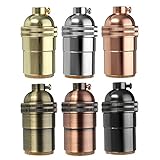 ILS - E26 E27 Retro Solid Brass Light Socket Keyless Vintage Industrial Lamp Holder Base AC110-250V