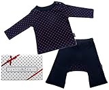 村信 アンナニコラ ベビーウェア ギフトボックス 水玉長袖Tシャツ&モンキーパンツ 70cm ネイビー GB-AN1500-2