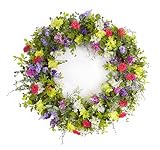 パックの2春パープル、ピンクとグリーン人工Mixed Floral Wreath 18 "