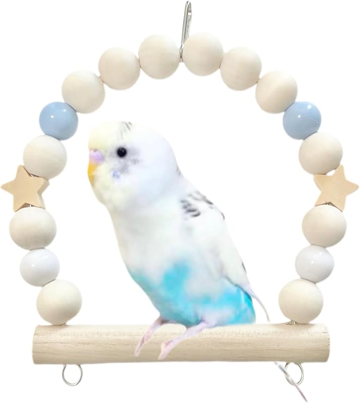 日本製 インコ ブランコ 安心安全素材 天然木 セキセイインコ 文鳥 小鳥 小動物 中鳥 オカメインコ Bird Swing タイプTC (TC13: ブルー, Sサイズ)