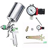 Beho-1.4mm 600cc HVLP重力フィードスプレーガンキットオートペイントプライマーレギュレータ付き 金属フレーク