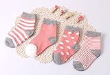 【4足セット】ボーダーソックス 新生児 ベビー キッズ 靴下 子供 赤ちゃん コットン ガール ボーイ デーリーユーズ 3p (XS(0-6ヶ月), ピンク)