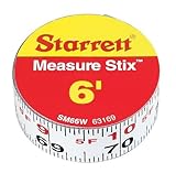 Starrett Measure Stix SM66W Steel White Measure Tape with Adhesive Backing, English Graduation Style