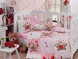 lamodahome 5 pcs Baby Cute Bear Love Red Heartsキュートバタフライ愛らしい幼児用コットン寝具コットン布団セット、トルコ100 %コットンNursery [