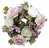 エルアーツ 造花 ミニローズリング 直径12cm・花径3~5cm ピンク E3786-02