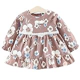 YY-Natuhi ベビー服 女の子 ワンピース 長袖 秋冬 子供ドレス キッズ服 新生児 赤ちゃん かわいい 入園式 入学式 ベビー 女児 花柄ワンピース (85cm, 2杏色)