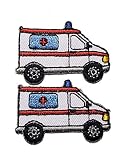 ワッペン アイロン 2枚入り 救急車 縦3㎝ × 横5㎝