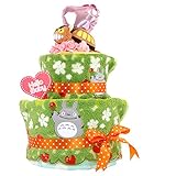 おむつケーキ ネコバス トトロ 2段 出産祝い ベビーギフト タオル ガラガラ ぬいぐるみ ジブリ ネコバス totoro2