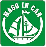 imoninn MAGO in car ステッカー　【マグネットタイプ】　No.13　ヨット　（緑色）