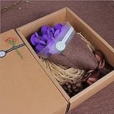 結婚式のバレンタインデーの誕生日（ダークパープル）のための7個のバラの人工花のブーケ手作りの石鹸の花の装飾のギフト