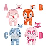 ベビー赤ちゃん　新生児連体服+帽子 カバーオール ( 80-90-95cm)各サイズ一枚ずつ　　D 【3点】