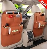 汎用バックシートポケット/バックシートポケット 車 収納 シート カー用品 車内アクセサリー 便利 車載ポケット ティッシュカバー (ブラウン)