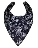 Adult Special Needs Bib Bandana Dribble Bib 2 Pack 1 x Navy/Light Blue Flowers 1 x Navy/White Birds 
