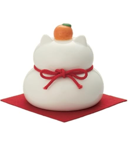Amazon.co.jp: デコレコーポレーション 陶器の猫鏡餅 ホワイト S