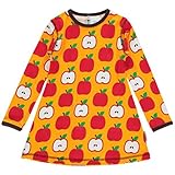 Maxomorra マクソモーラ オーガニックコットン Aライン ワンピース 長袖 半袖 北欧 スェーデン りんご ポップコーン 80 90 95 100 110 120(3-4T(3-4歳用) りん