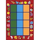 Joy Carpets Kid Essentials Early Childhood Alphabet Phonics Rug, Red, 5'4 x 7'8 by Joy Carpets [並行輸入