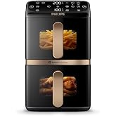 Philips Air Fryer 4000 Series Stacked Dual Basket, 2x5L Baskets, 10L | RapidAir Technology – Sync Finish Timer, Ceramic Coati