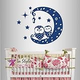 壁ビニールデカールホームデコレーションアートステッカーCute Cartoon Owls Sitting On Moon子供寝室子供部屋スタイリッシュな壁画取り外し可能なユニークなデザイン