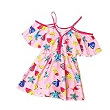 「楽々セレクトショップ」2018年新発売　女の子水着 キッズ ヒトデ　魚柄　ワンピース　ファション　日焼け防止 超可愛い　伸縮性　海辺 温泉 記念写真　120～160cm (ピンク, 3XL(130-