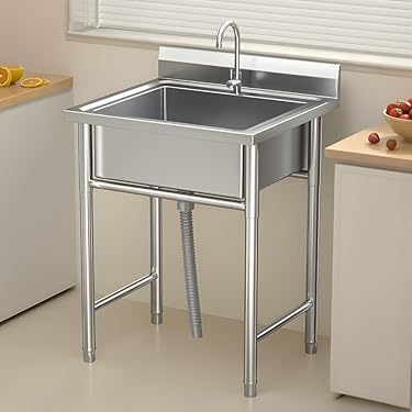 特注品 業務用 1槽シンク 2口蛇口付き 幅950×奥700×高さ850(mm) 台付シンク 流し台 厨房機材 手洗い 一層シンク 1層 台付きシンク 大阪 新品 [組立式] 業務用 水切り付 2槽シンク（流し台