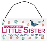 ultnice木製Welcome Sign Hanging木製ドアサインLittle Sisterカラフルな装飾Lable