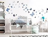 I-love-Wandtattoo WAS-10361 Wall stickers Kids Butterflies in pastel blue and pastel gray 40 piece b