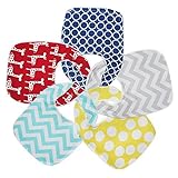 Regaroo Waterproof Cotton Bib Set - Perfect for Eating, Drooling or Teething - Leak-proof Triple Lay