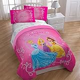 Disney Princess Tiara Twin Full Size Comforter Tangled Rapunzel Cinderella Belle [並行輸入品]